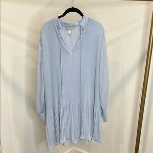 Light Blue Pleated Dress
